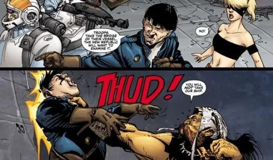 Le Capitaine Ogden fait connaissance avec Kaye Galfridian et Arbeloa.