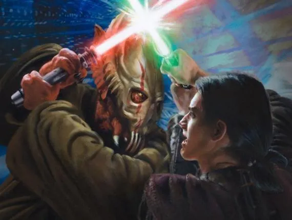 Premier duel entre Relin Druur et son ancien apprenti, Saes Rrogon