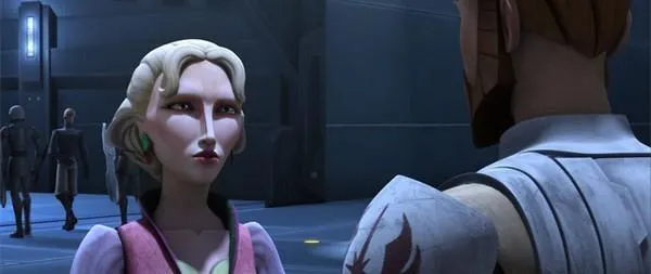 Obi-Wan demande une faveur à Satine. 