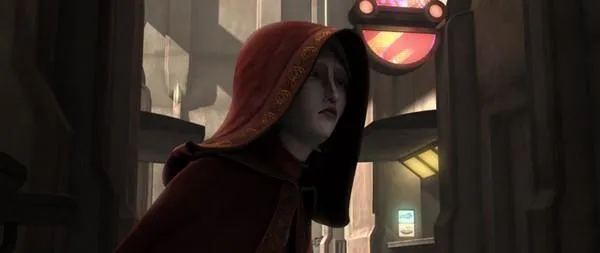 Satine dans une ruelle de Coruscant.  