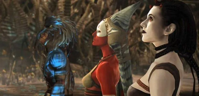 Shaak Ti et sa dernière apprentie, Maris Brood, sur Felucia