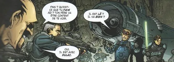 Sparky, Finn Galfridian et les jumeaux Solo. 