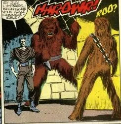 Vargi se retenant de bondir pour faire sa fête à Chewie