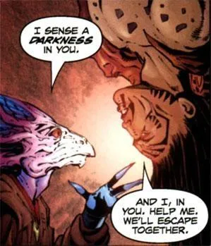 Vergere tenant A'Sharad Hett prisonnier