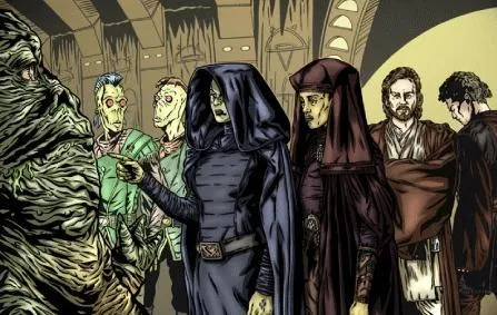 Barriss Offee, Luminara Unduli, Obi-Wan Kenobi et Anakin Skywalker