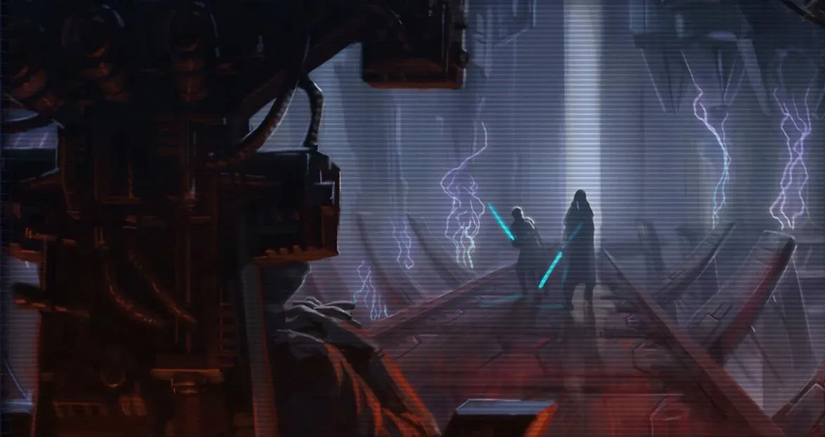 Revan et Malak affrontent l'Empereur Vitiate dans la Citadelle de Kaas City