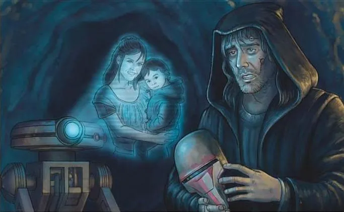 Loin des siens sur Dromund Kaas, Revan découvre pour la première fois le visage de son fils, Vaner Shan