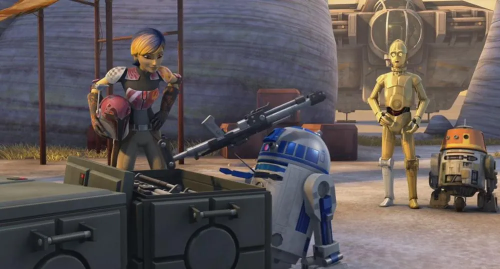 R2-D2 et Sabine mettant leur plan à exécution