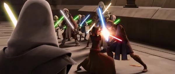 Sinube assistant à l'arrestation de la Jedi Déchue Barriss Offee.
