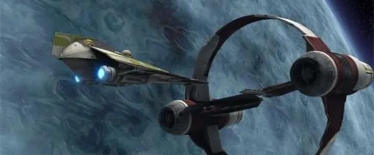 Kit Fisto dans son Delta-7B Aethersprite en orbite de Vassek. 