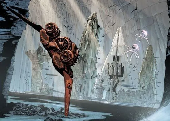 Le Mynock rejoint le Temple Caché sur Taivas