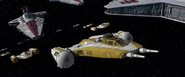 Le Star Destroyer Venator Resolute  et l'Escadron Shadow peu avant l'offensive contre le Malevolence.