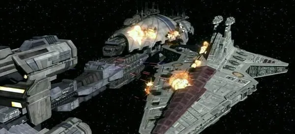 Le Star Destroyer Venator Steadfast en mauvaise posture.