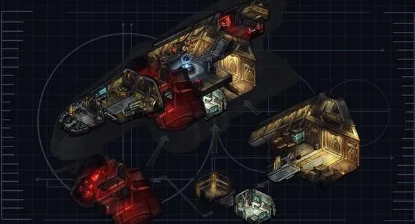 Vue en coupe d'un Vaisseau de Patrouille Mante D5.