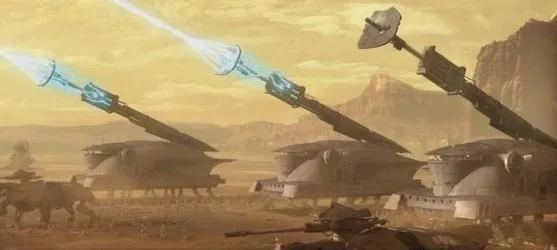 Des SPHA-T en action lors de la Bataille de Geonosis. 