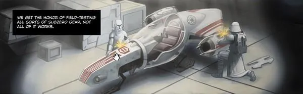 Deux Clones Snowtroopers et un Swoop CK-6.