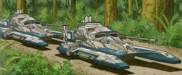 Des Tanks de combat TX-130T de la 501ème Légion sur New Plympto.