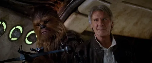 Han Solo et Chewbacca retrouvent le Faucon Millenium